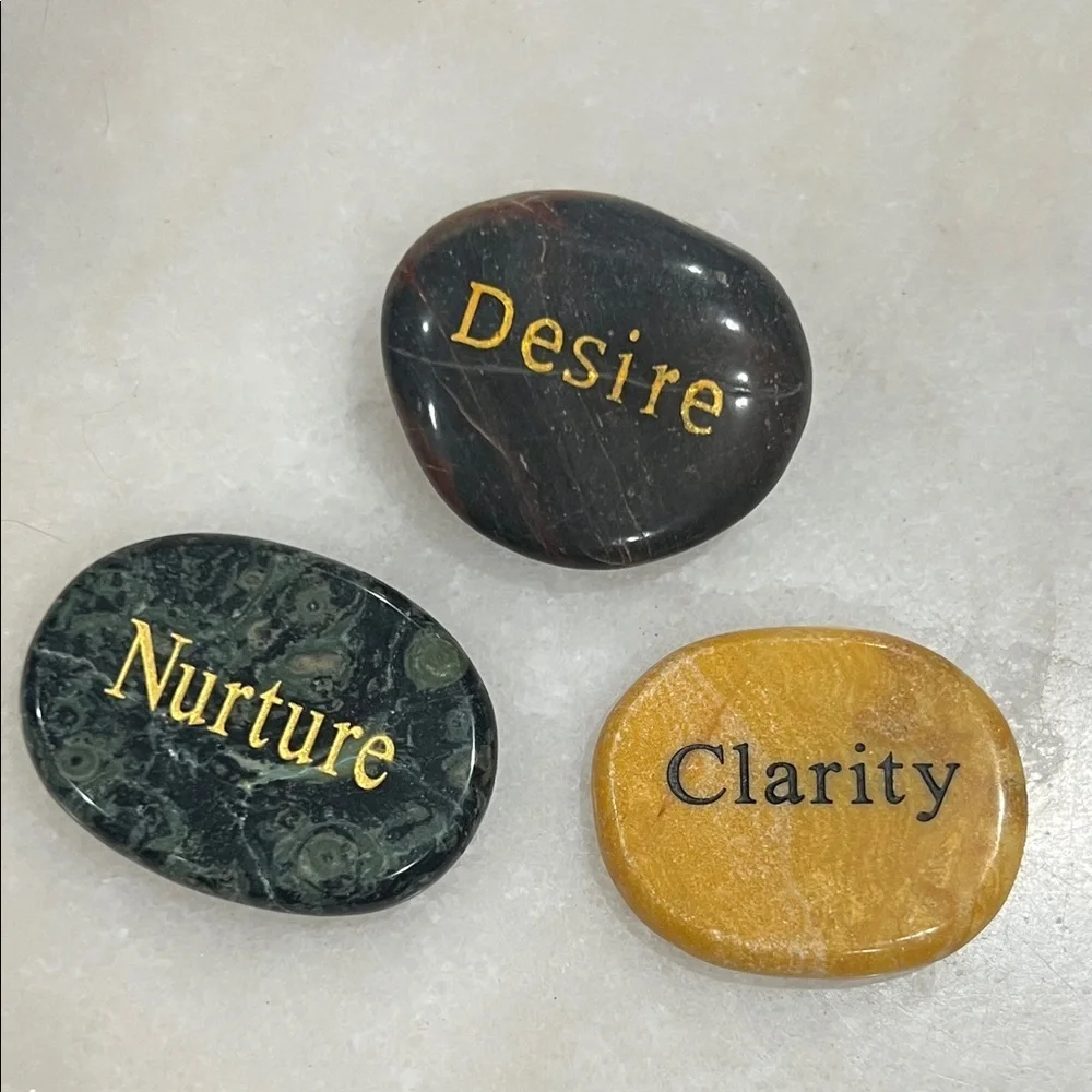 Inspirational Stone Set with Desire, Nurture, Clarity